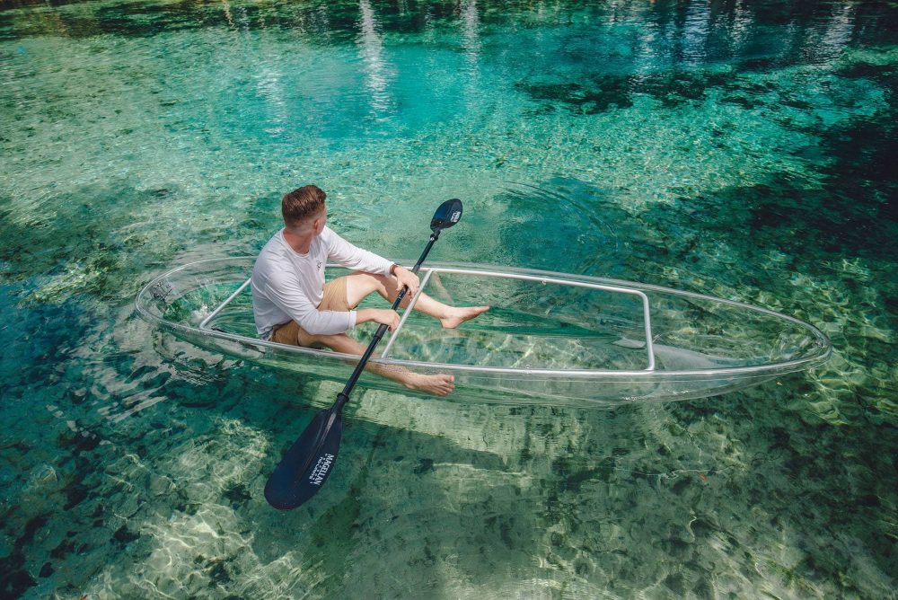 a man in a pool of water
