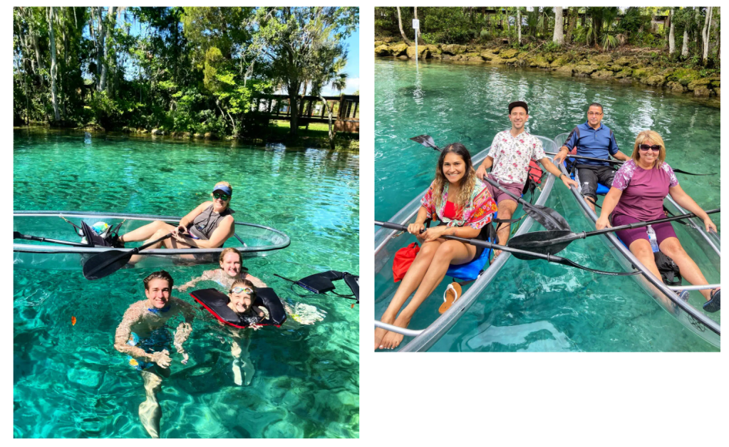 a group of people sitting next to a body of water
