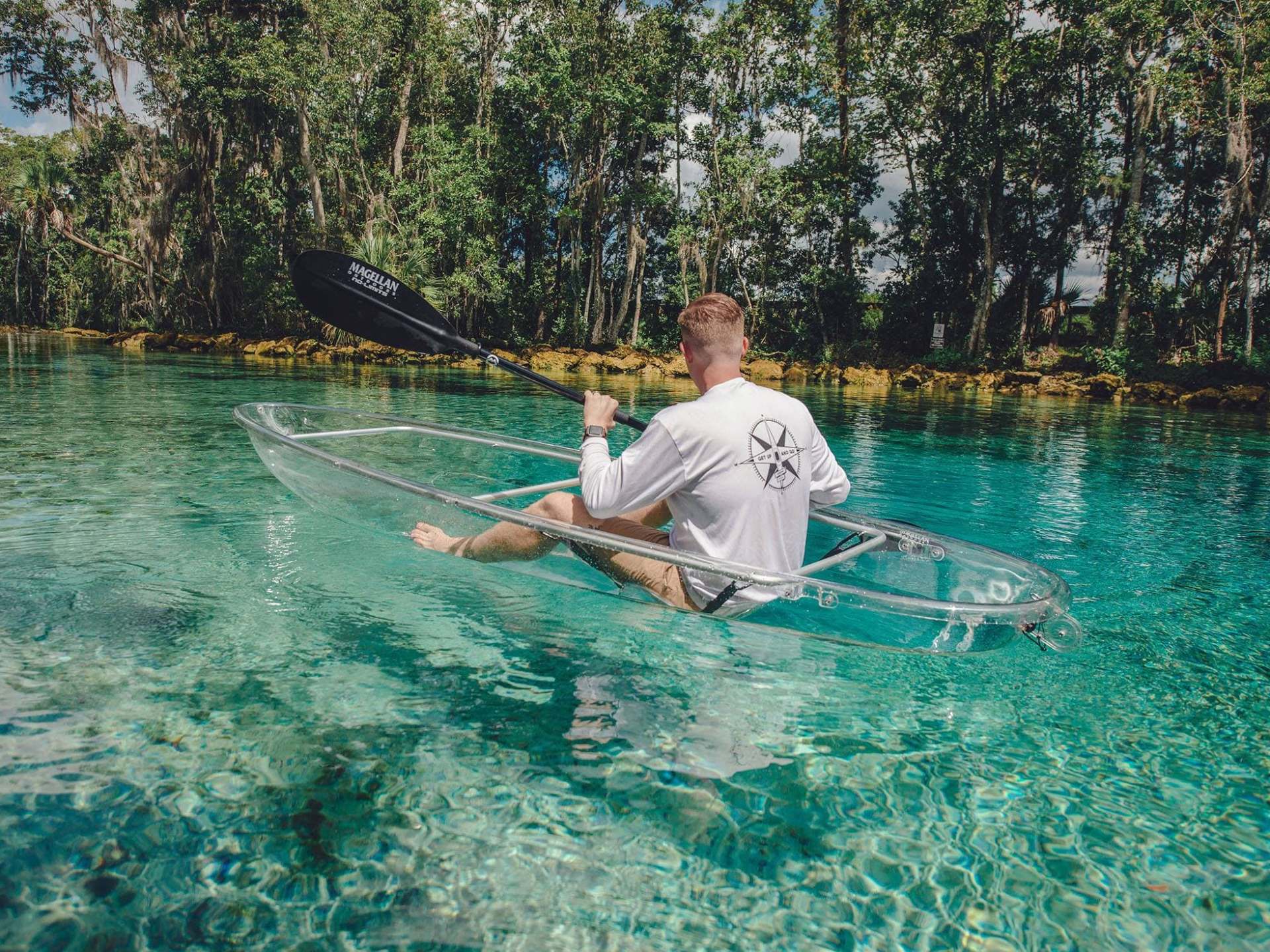 a man in a pool of water