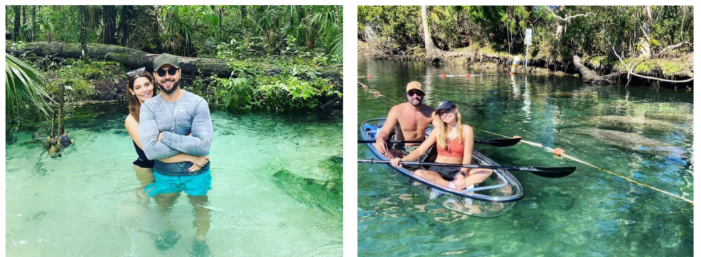 a group of people swimming in a pool of water