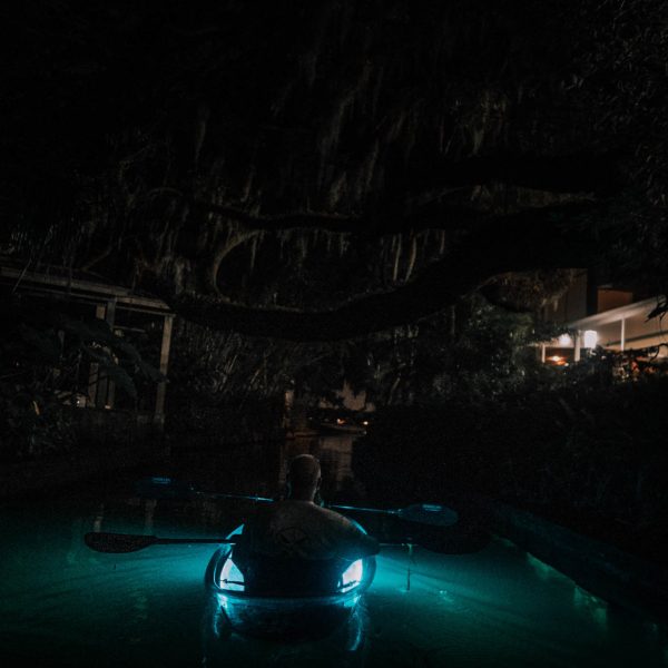 a lit up city at night