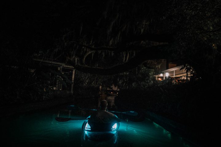 a lit up city at night