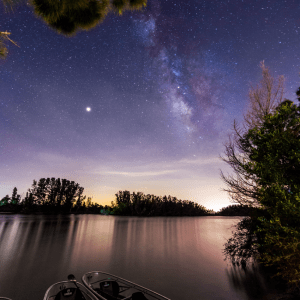 a sunset over a body of water