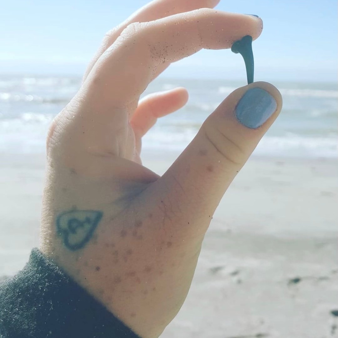 a hand holding a water bottle on a beach