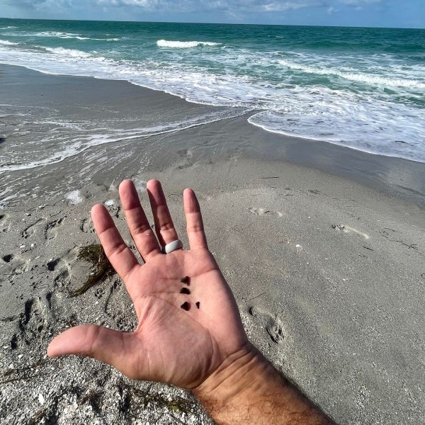 a man sitting on top of a sandy beach