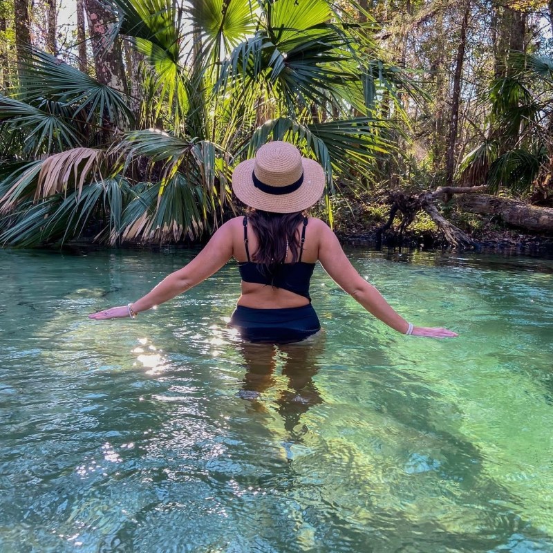a person swimming in the water