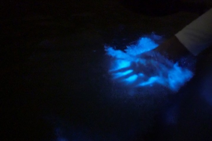 a person in a dark room