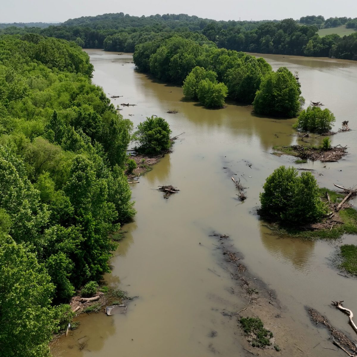 a bridge over a body of water surrounded by trees