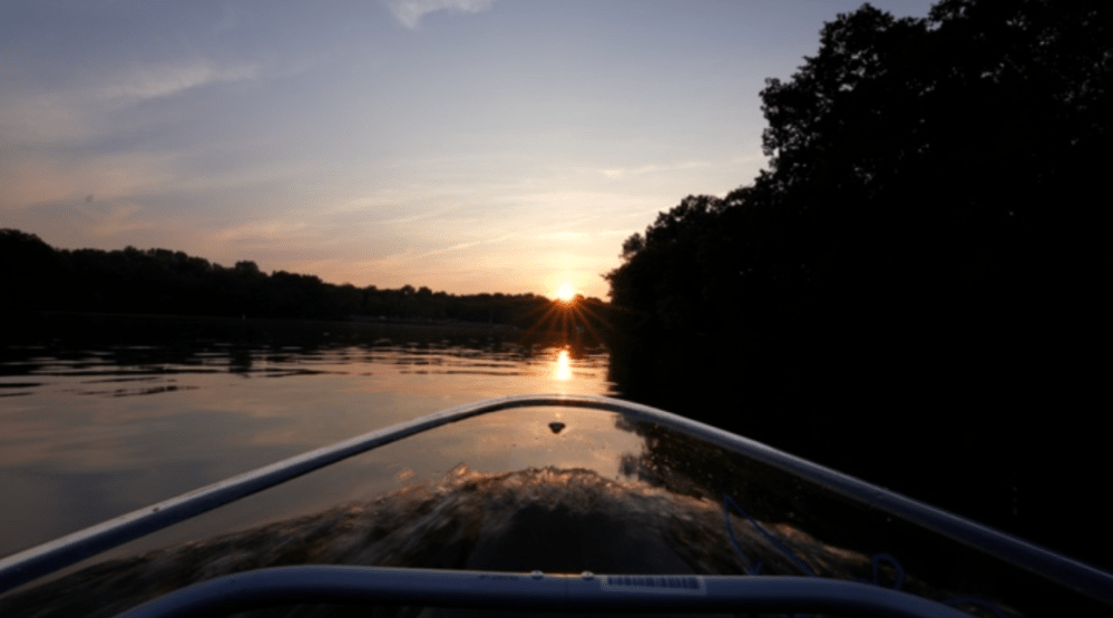 a sunset over a body of water