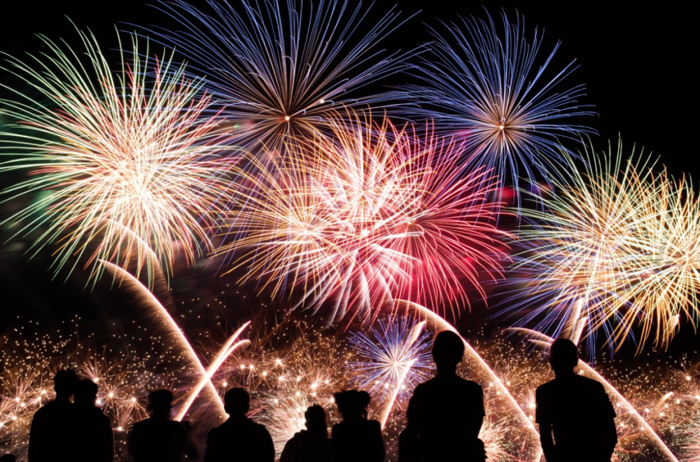 a group of fireworks in the sky