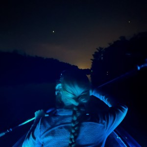 a person in a dark room