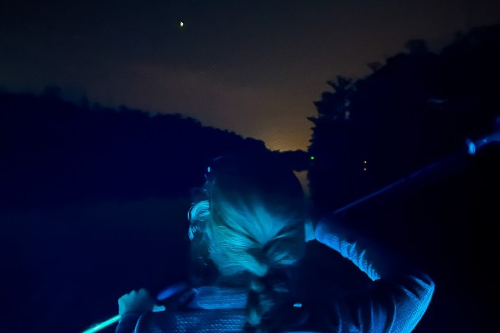 a person in a dark room