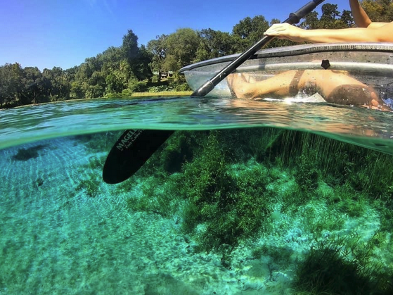 a person in a pool of water