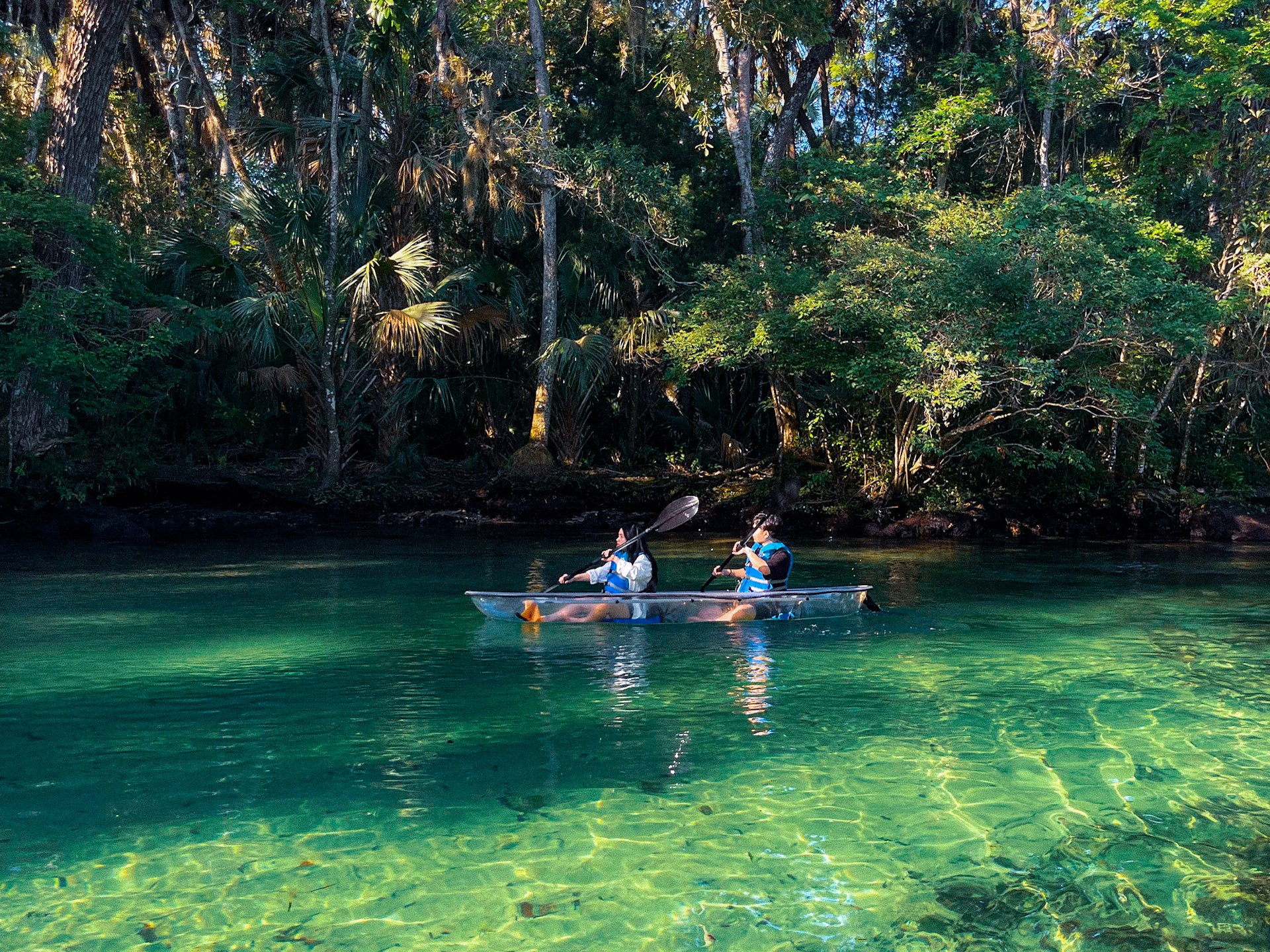 a group of people rowing a boat in the water