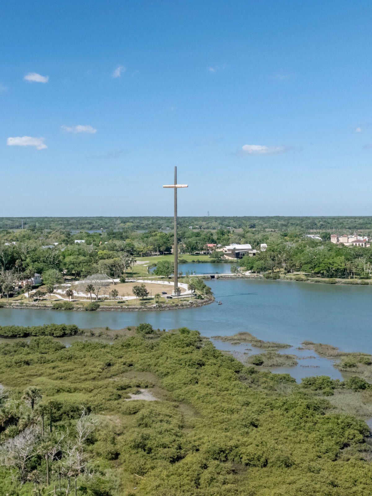 an island in the middle of a body of water