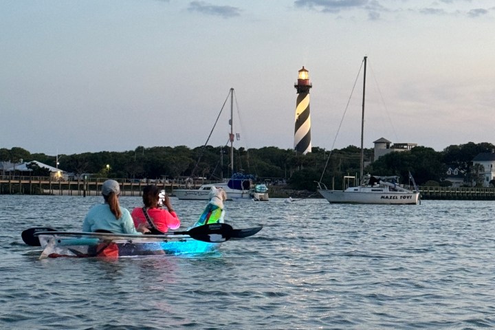 a group of people rowing a boat in the water