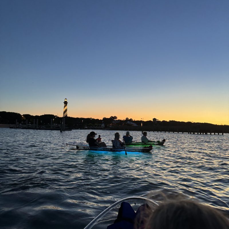 a group of people in a boat on a body of water