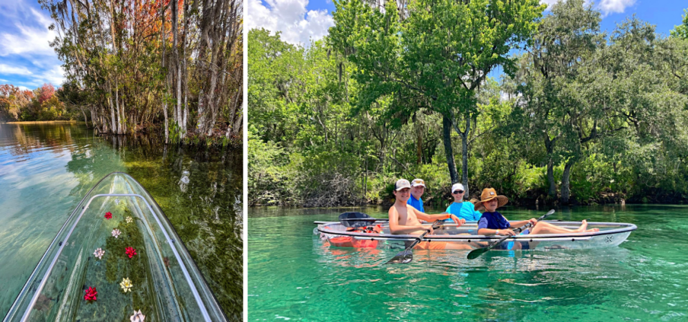 a group of people riding on the back of a boat in the water