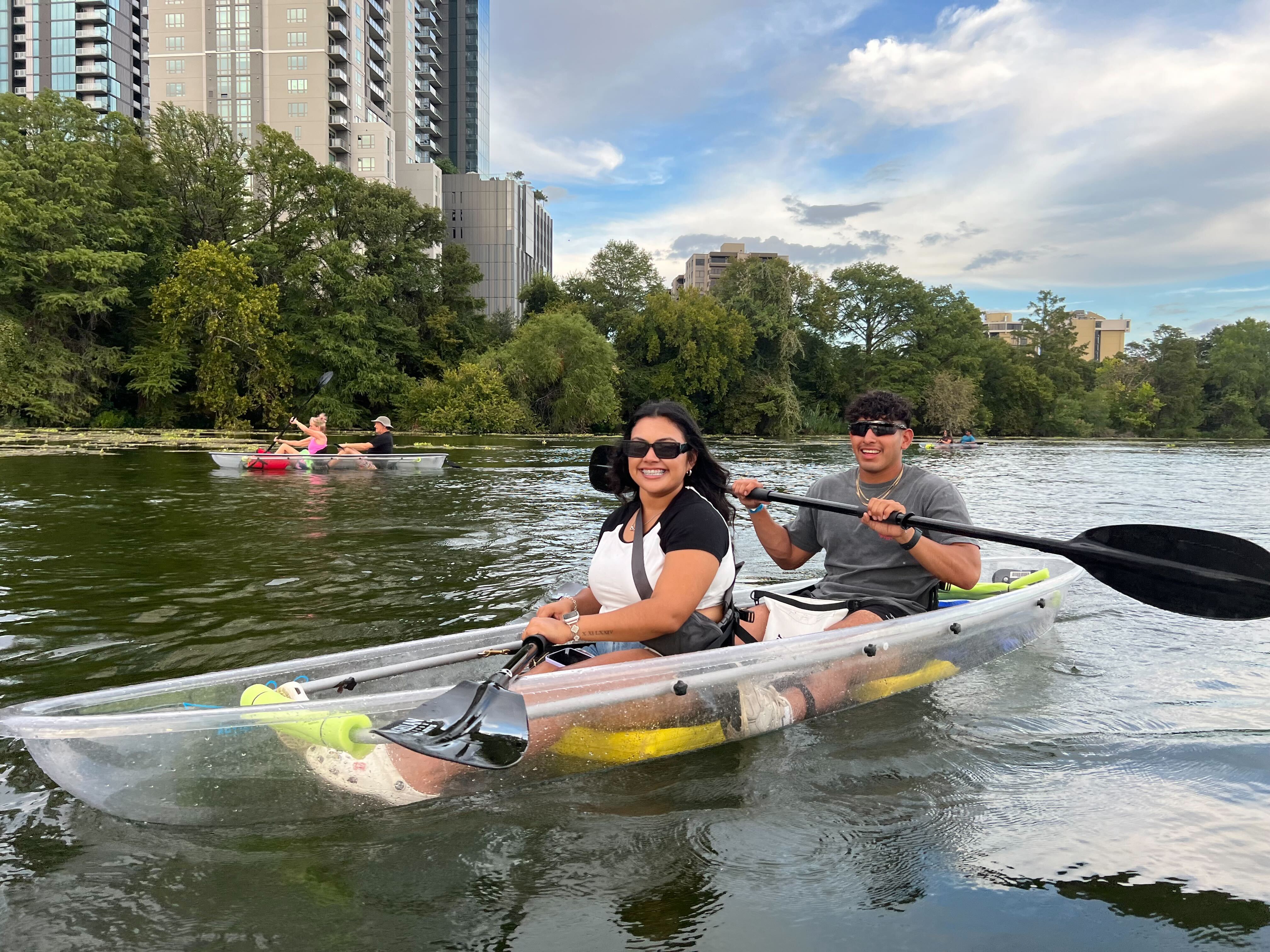 a person rowing a boat in the water