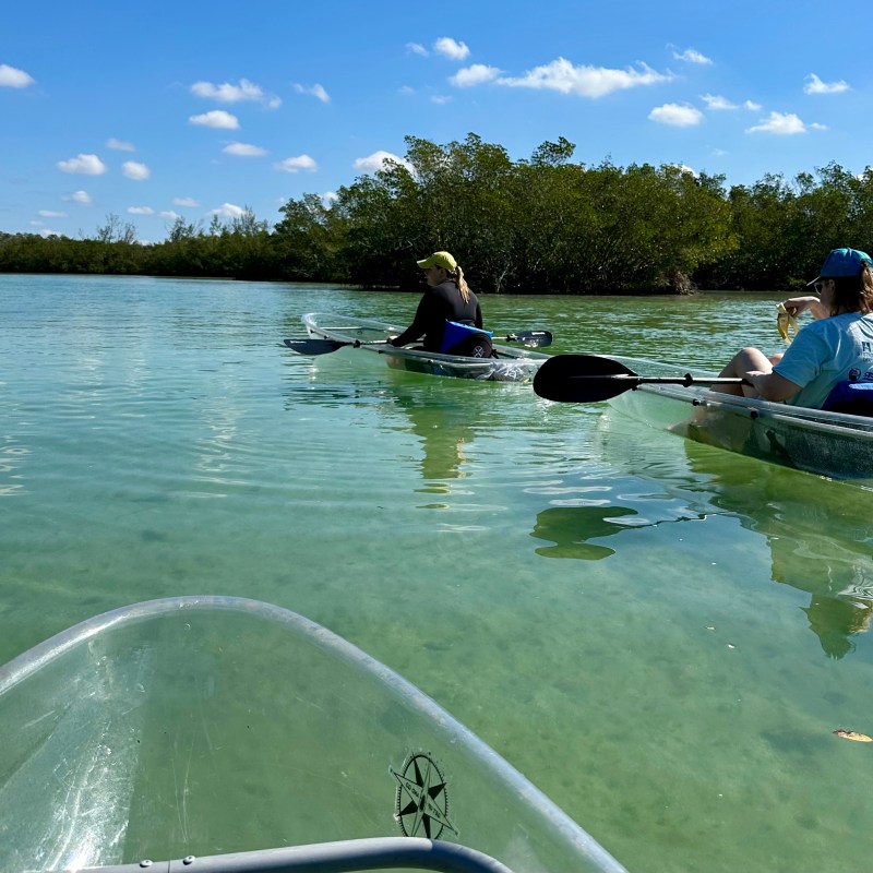 a group of people riding on the back of a boat in the water