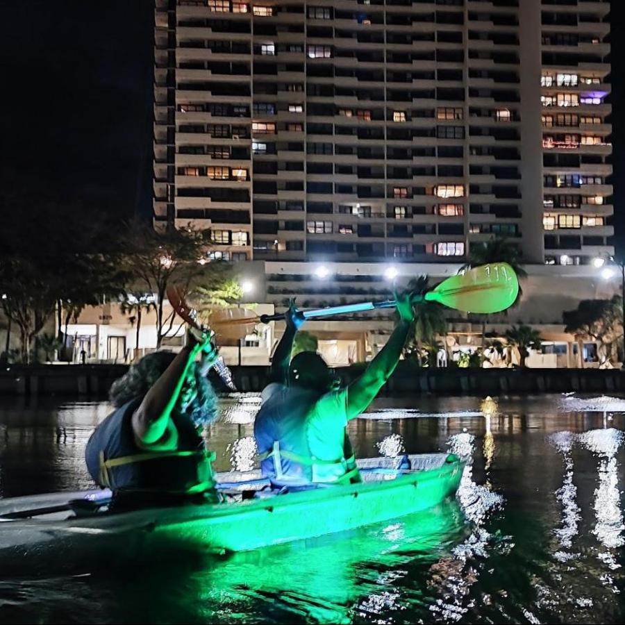 a river with a city in the background
