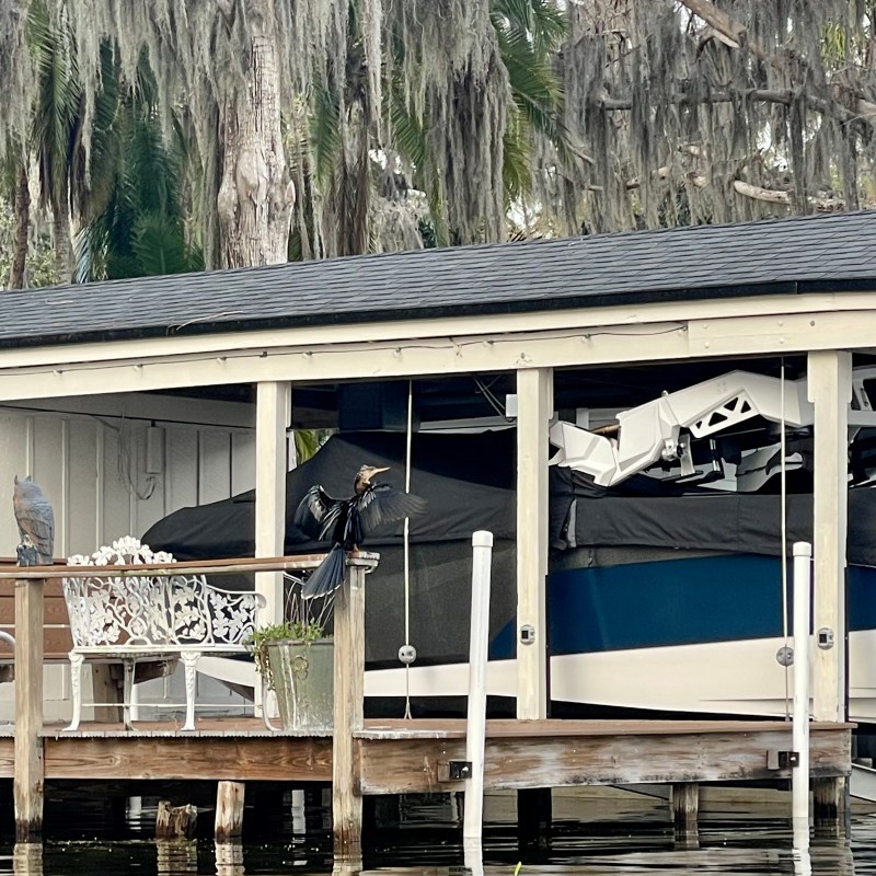 a boat sitting on top of a building