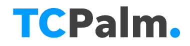 Logo with blue 'TC' and black 'Palm.' on white background.